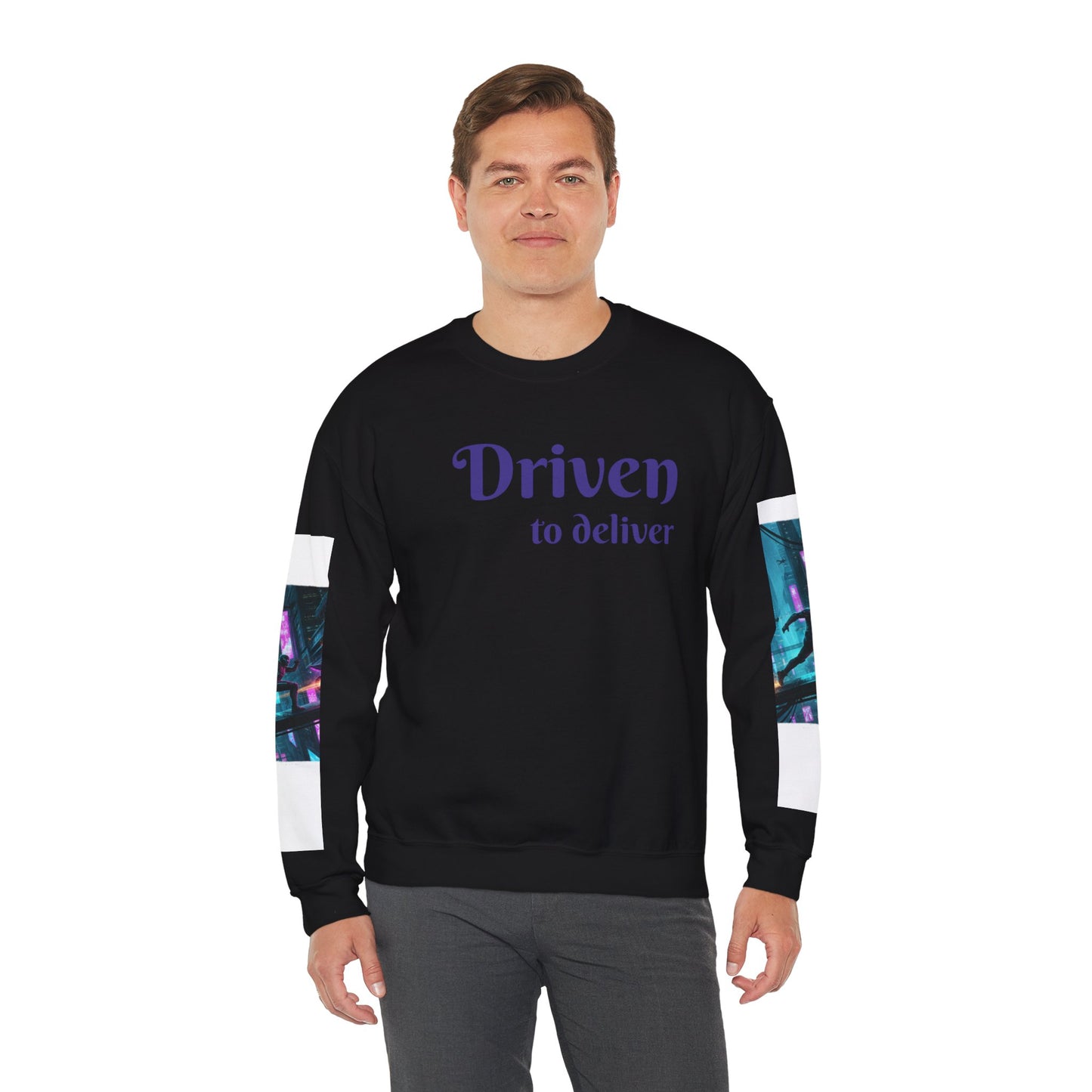 Cyberpunk Cityscape Graphic Sweatshirt - Neon Dystopian Streetwear | Driven to Deliver Co