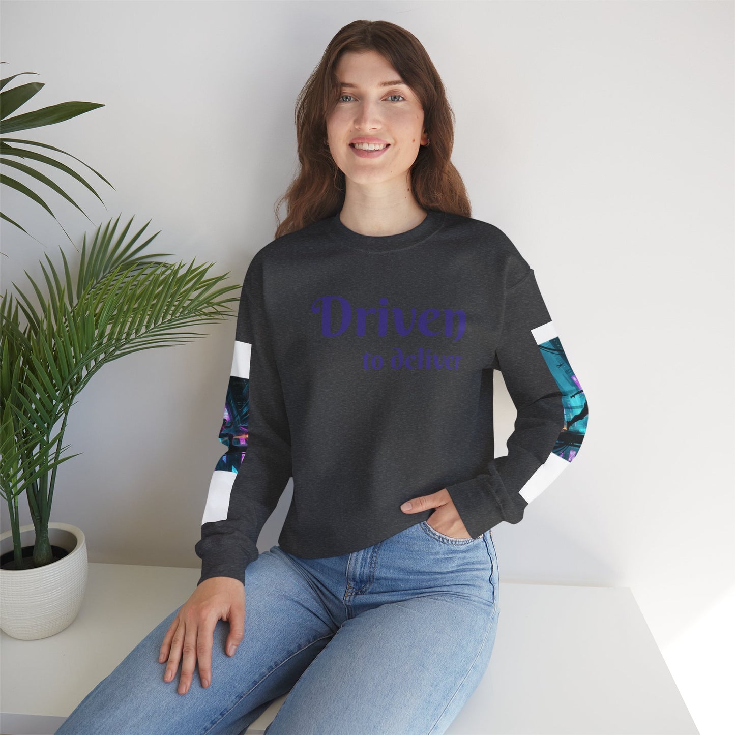Cyberpunk Cityscape Graphic Sweatshirt - Neon Dystopian Streetwear | Driven to Deliver Co