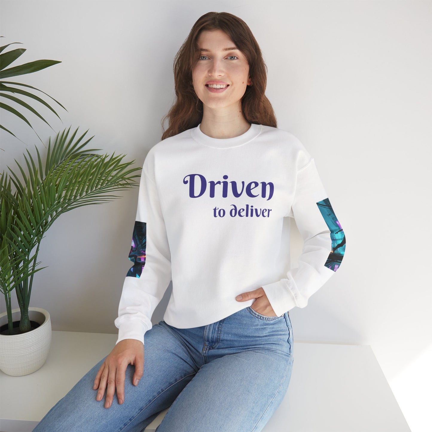 Cyberpunk Cityscape Graphic Sweatshirt - Neon Dystopian Streetwear | Driven to Deliver Co