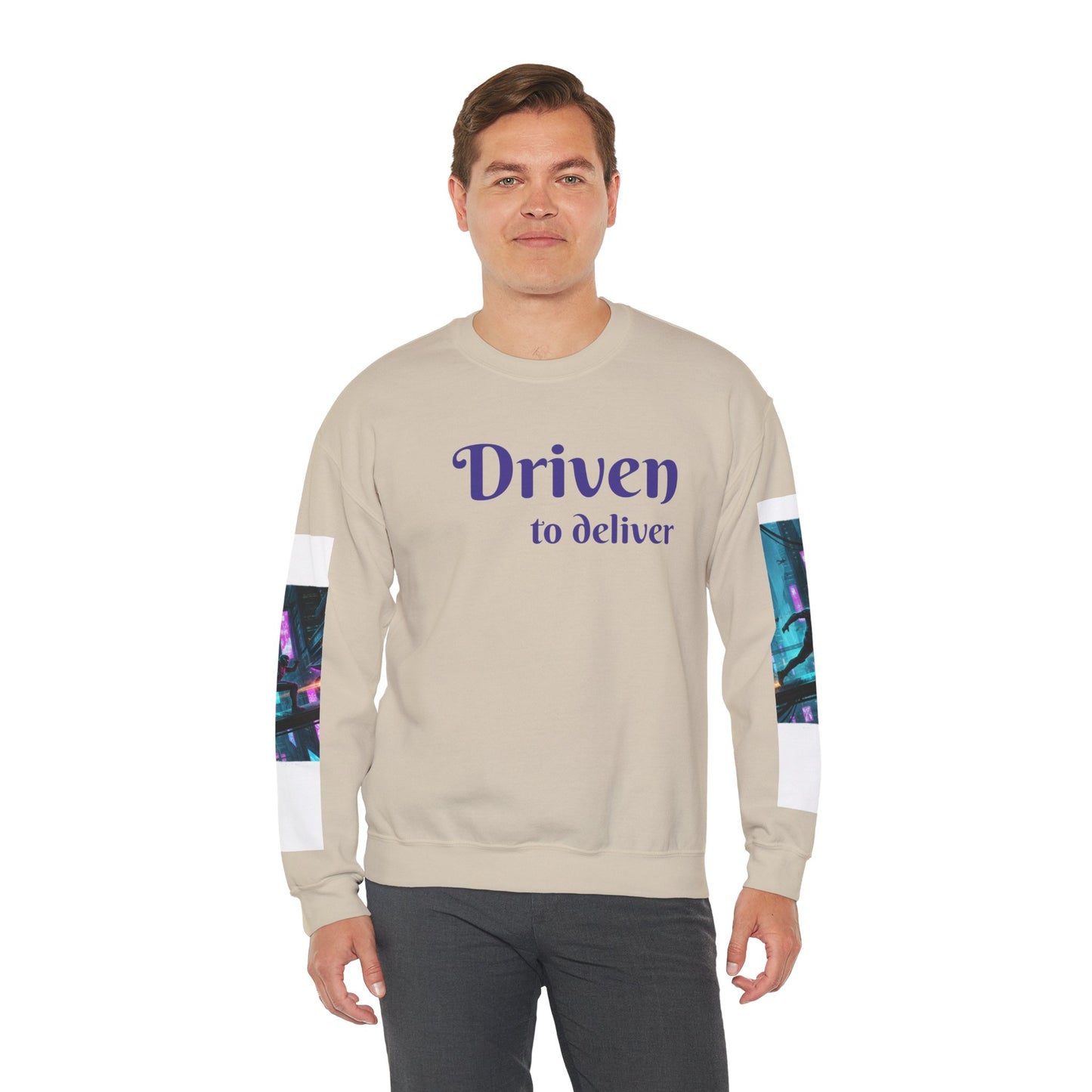 Cyberpunk Cityscape Graphic Sweatshirt - Neon Dystopian Streetwear | Driven to Deliver Co