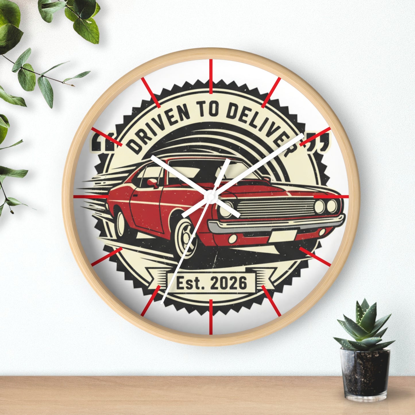 Vintage Red Muscle Car Wall Clock | Driven to Deliver Co