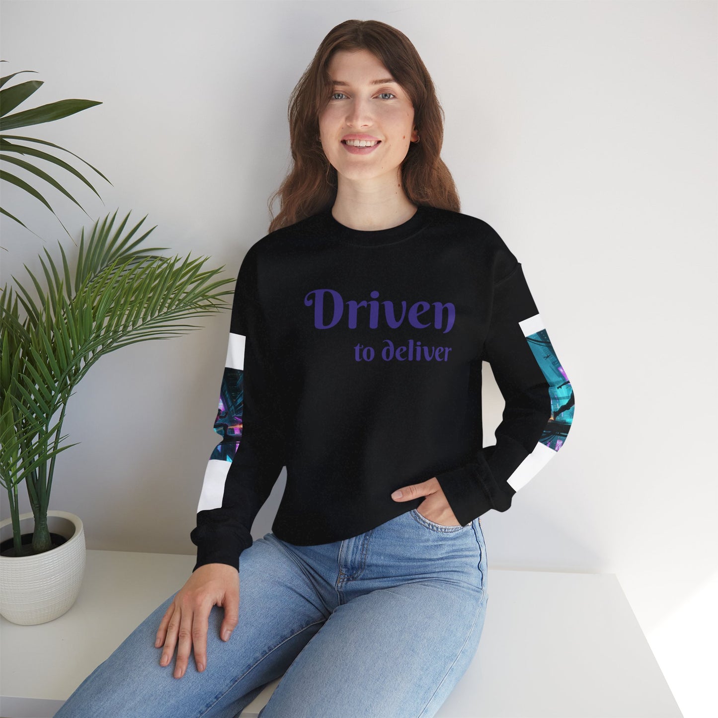Cyberpunk Cityscape Graphic Sweatshirt - Neon Dystopian Streetwear | Driven to Deliver Co
