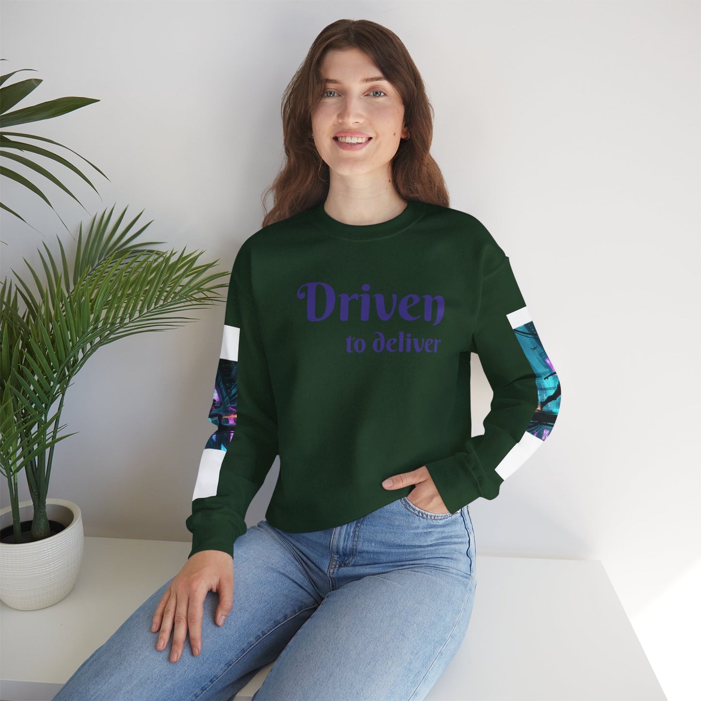 Cyberpunk Cityscape Graphic Sweatshirt - Neon Dystopian Streetwear | Driven to Deliver Co