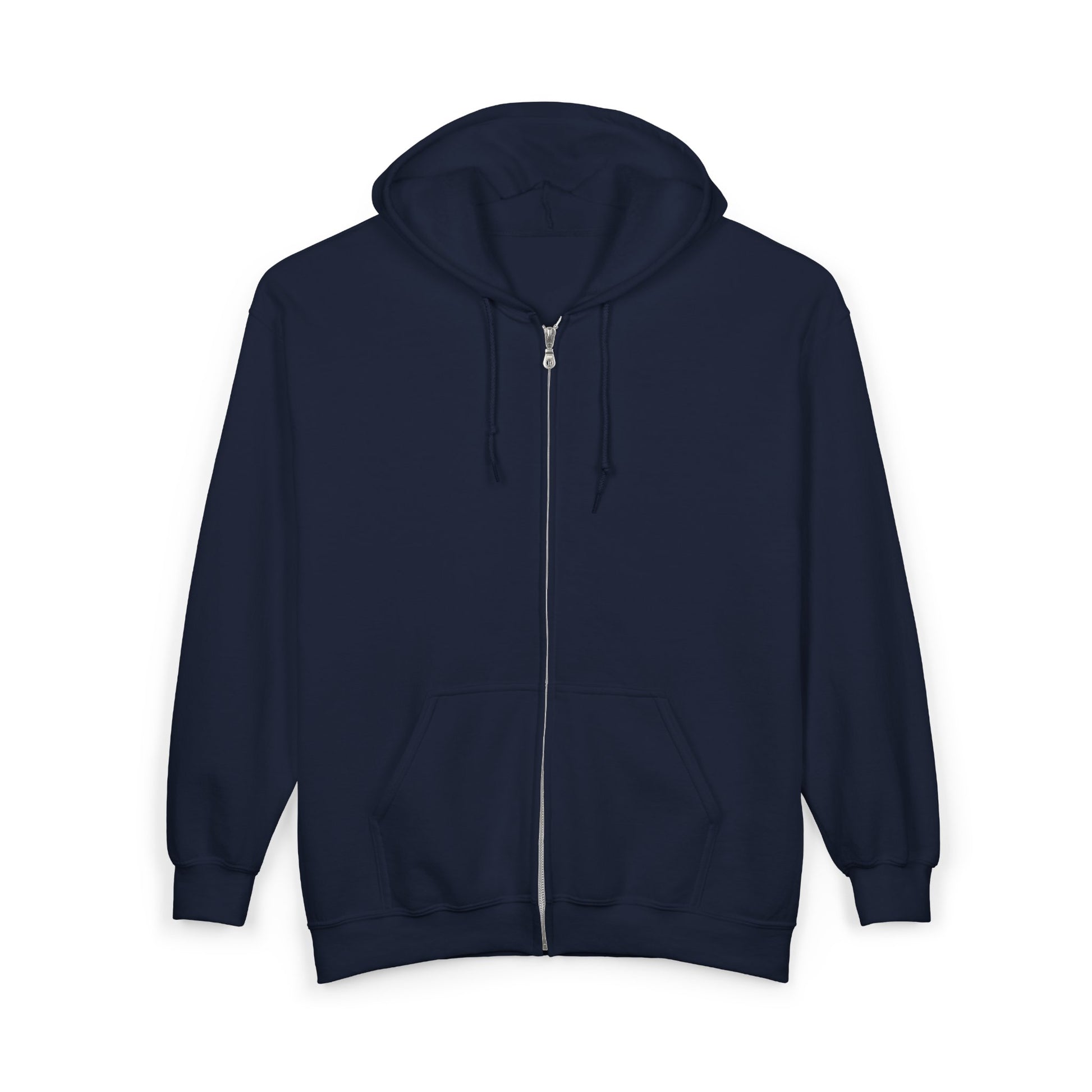 Black hoodie with a small logo on the chest against a white background